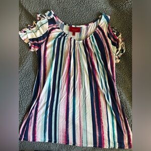 EUC Jennifer Lopez stripped cold shoulder blouse size large